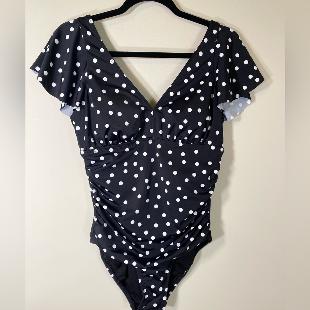 Swim Solutions
Women's Flutter-Sleeve Polka Dot One-Piece
Swimsuit - Picture 2 of 7